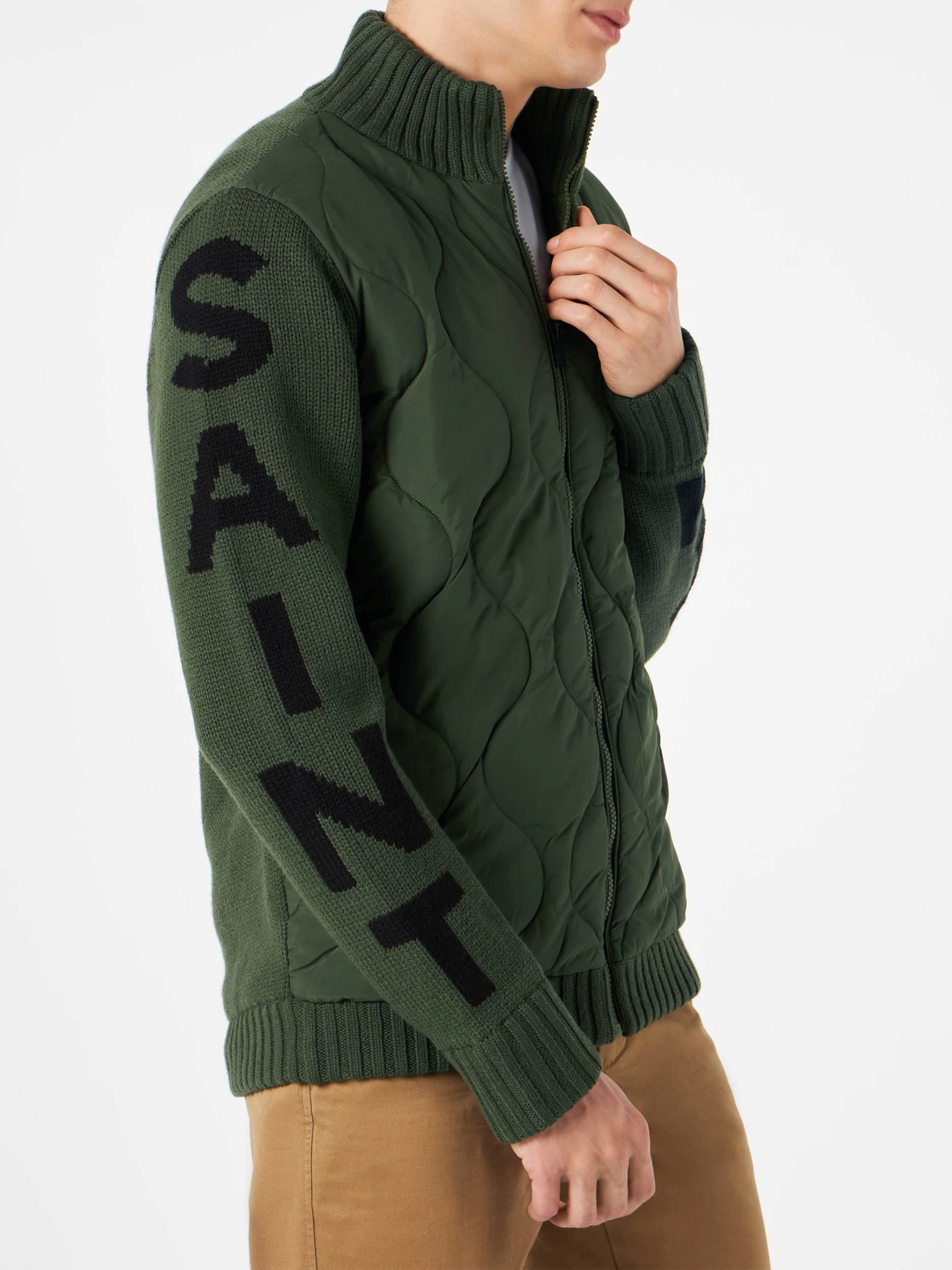 MC2 Saint Barth Man Military Green Padded Jacket - Image 2