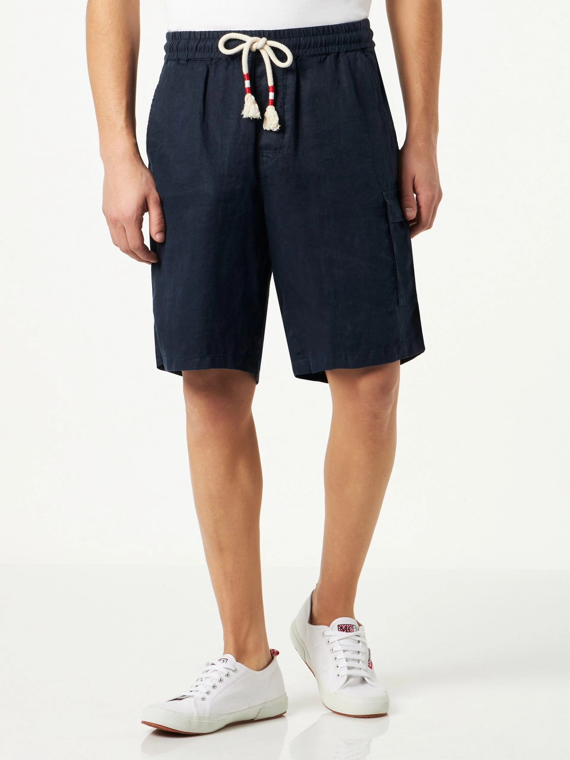 MC2 Saint Barth Man Blue Linen Bermuda Shorts