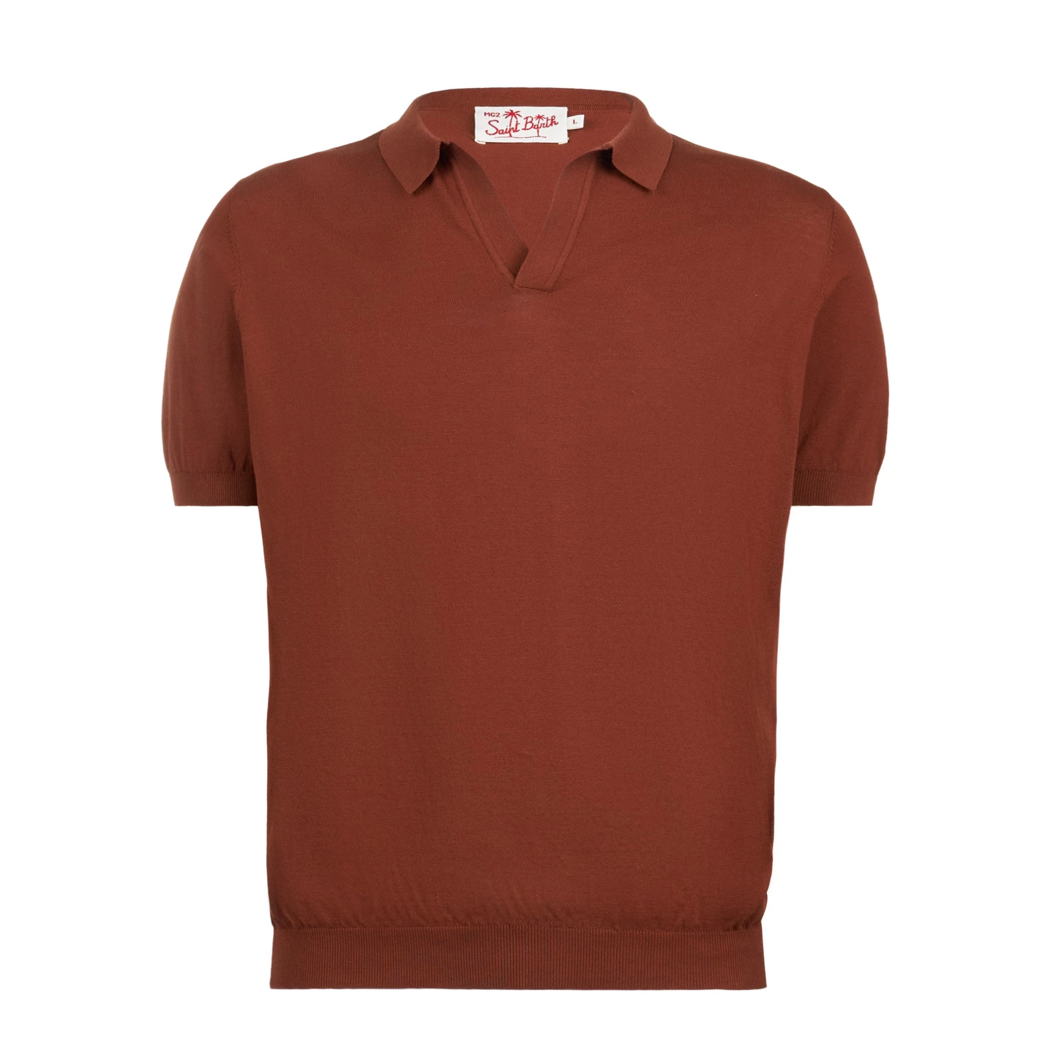 MC2 Saint Barth Man Brown Knitted Polo T-shirt - Image 3
