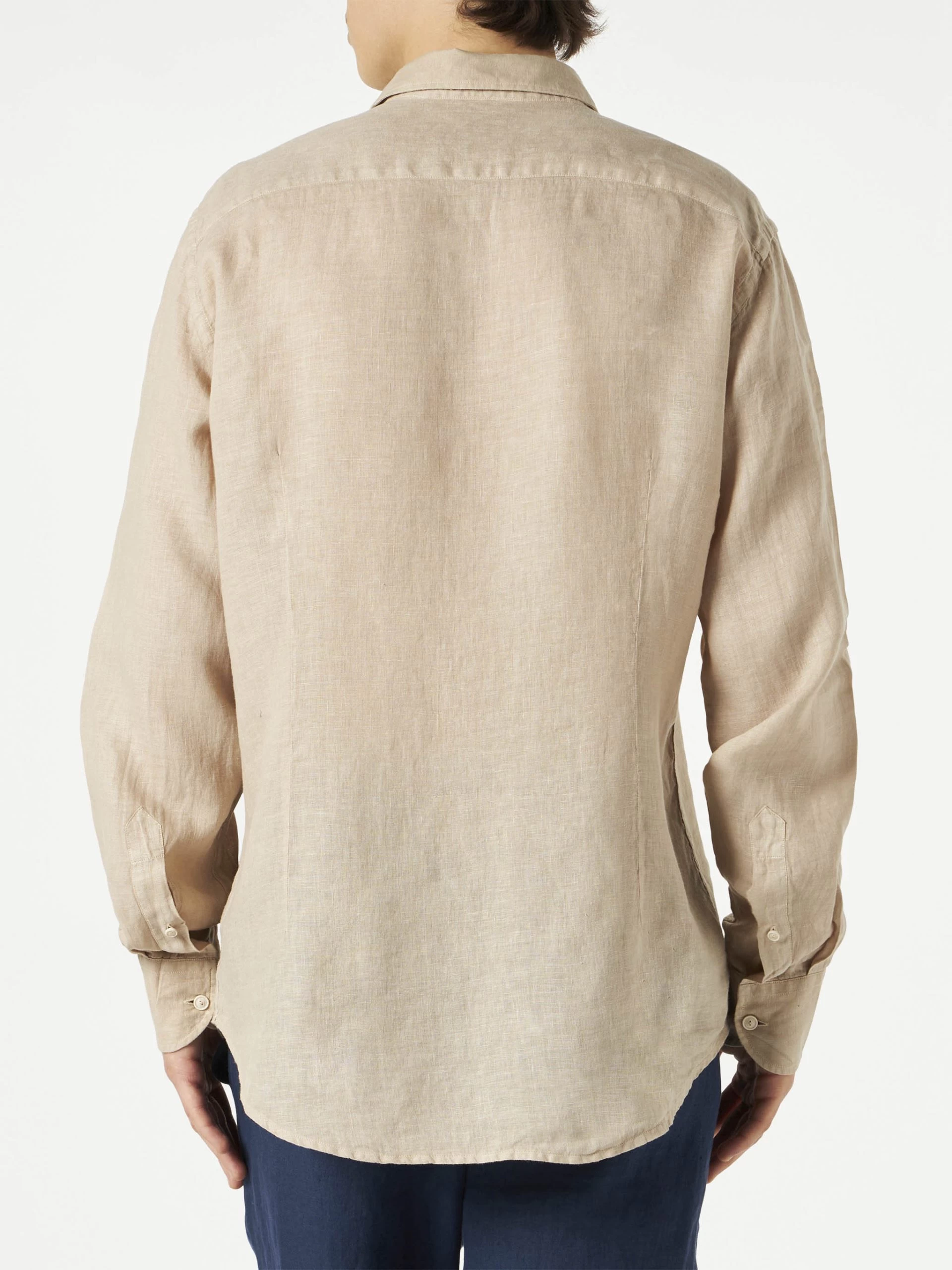 MC2 Saint Barth Man Beige Linen Pamplona Shirt - Image 3