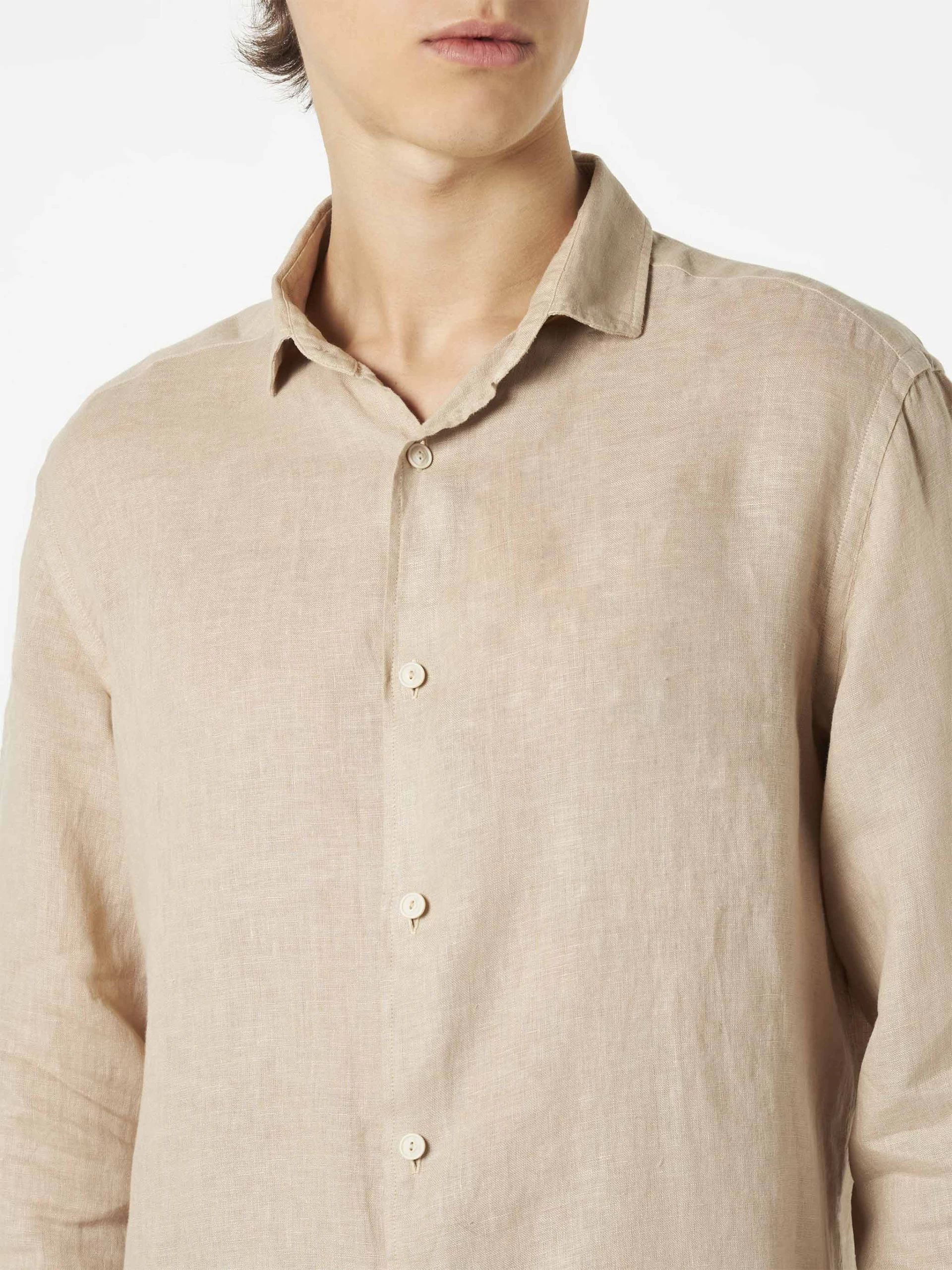 MC2 Saint Barth Man Beige Linen Pamplona Shirt - Image 2