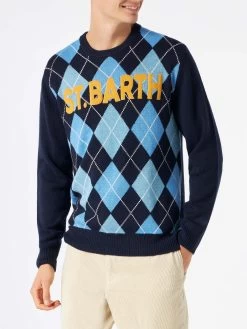 MC2 Saint Barth Man Sweater With Argyle Print