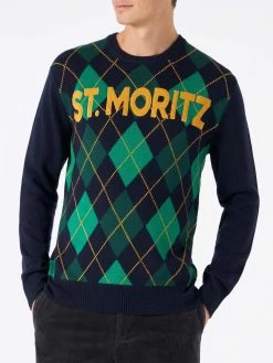 MC2 Saint Barth Man Sweater With Argyle Print