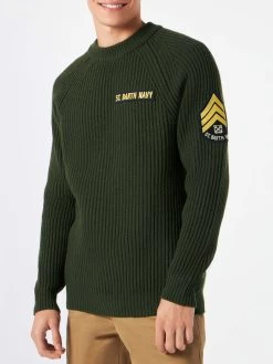 Man Ribbed Green Sweater