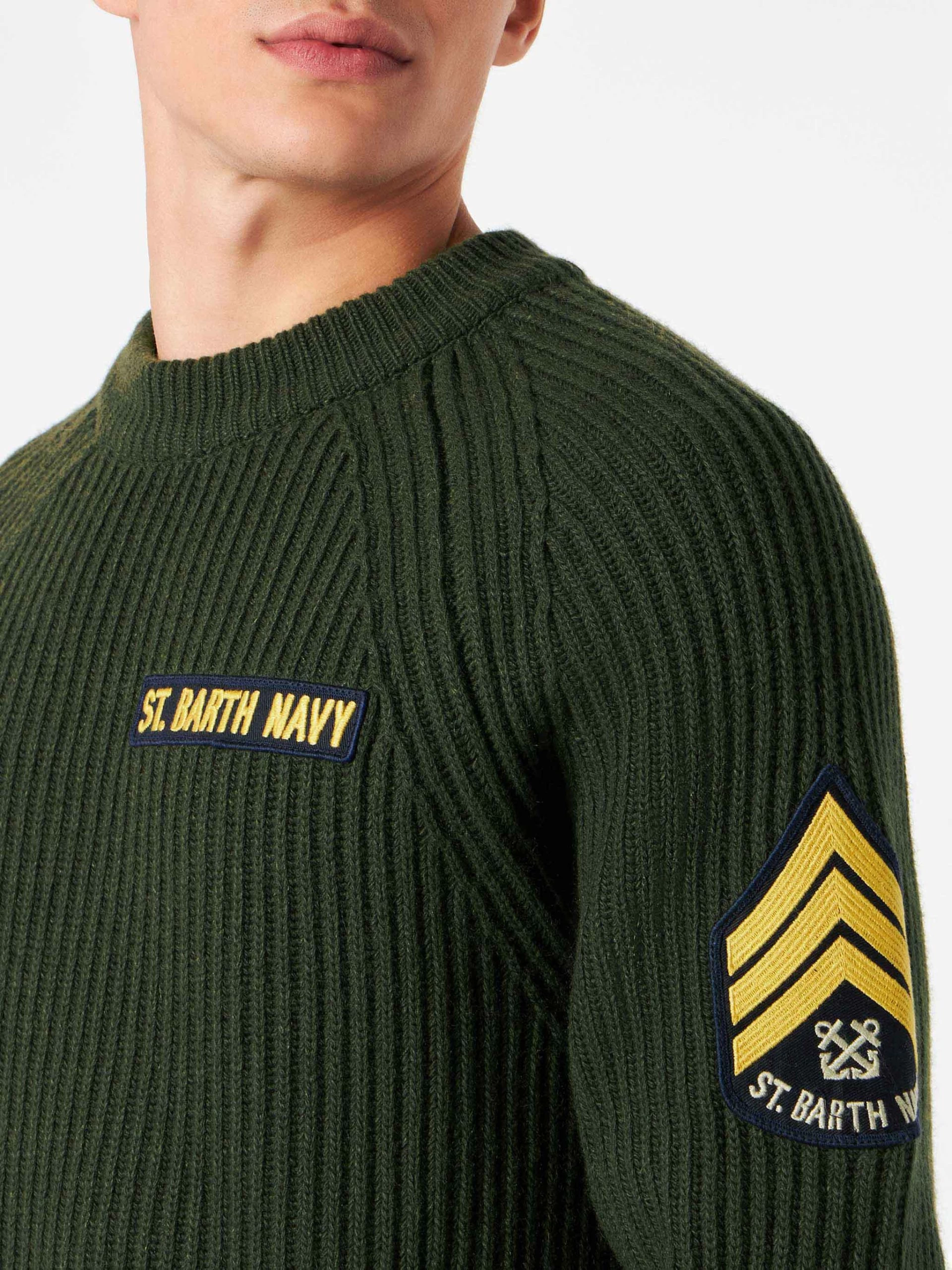Man Ribbed Green Sweater - Image 3