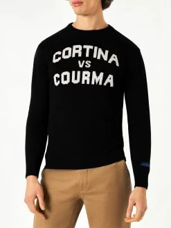 Man Blue Navy Sweater Cortina & Courma Print