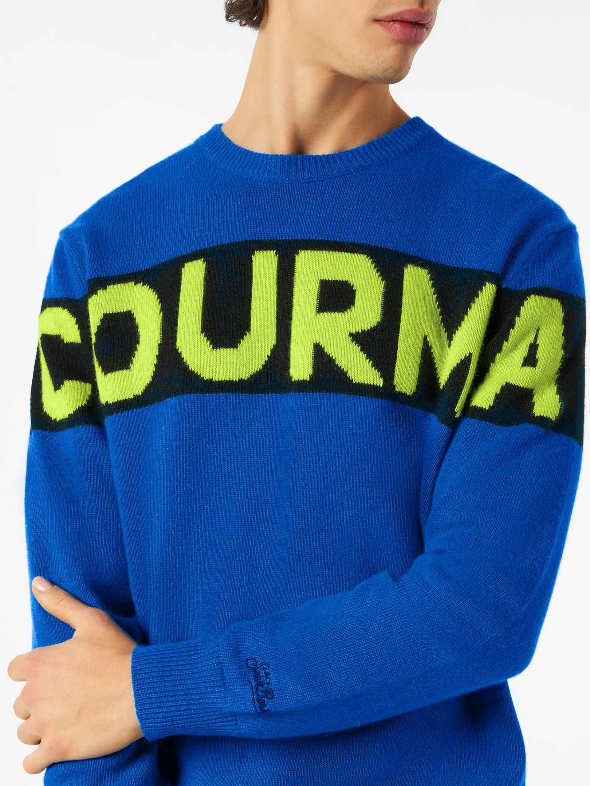MC2 Saint Barth Man Blue Sweater With Courma Lettering - Image 2