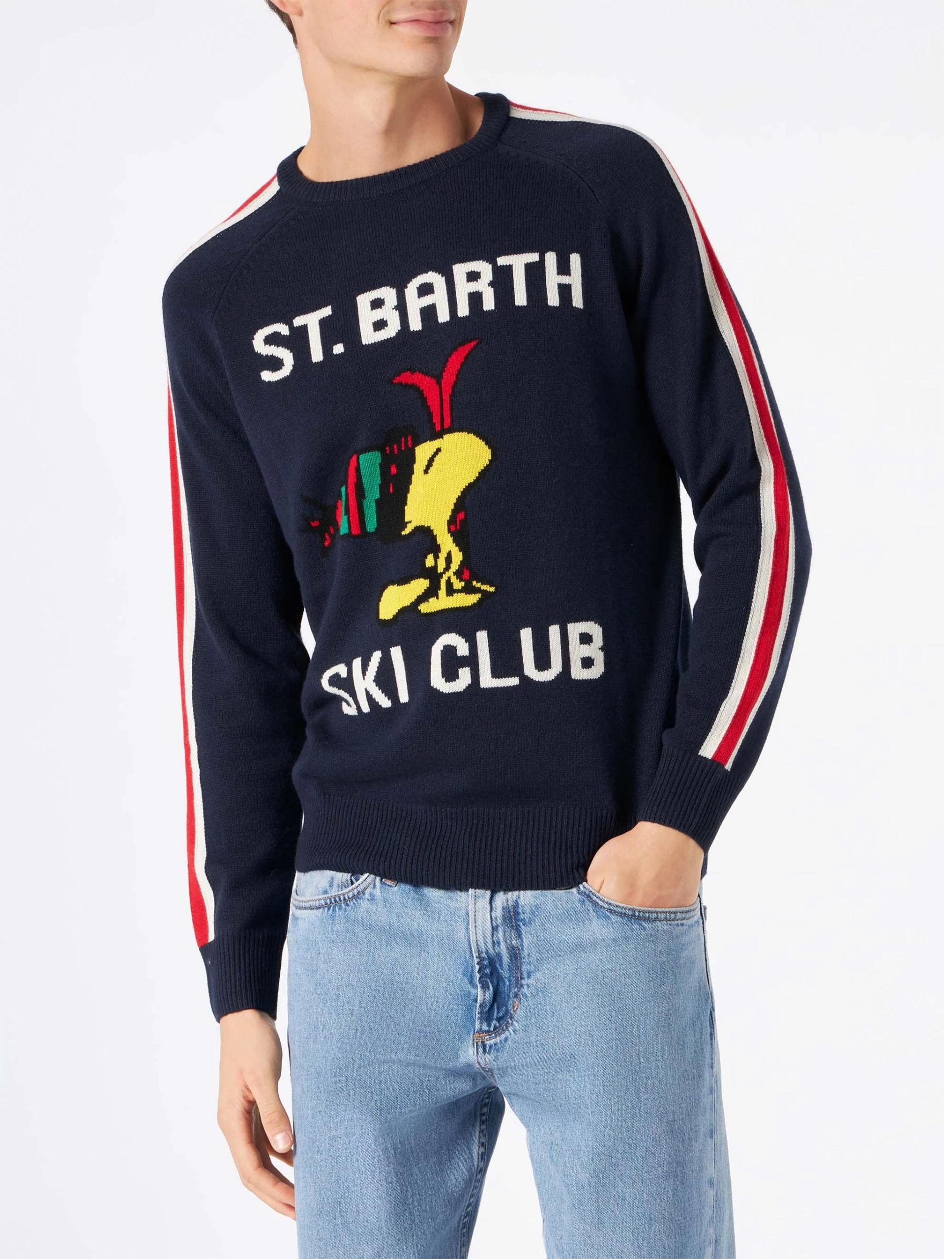 MC2 Saint Barth Man Sweater With Woodstock Print | WOODSTOCK - PEANUTS™ SPECIAL EDITION