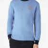 MC2 Saint Barth Man Light Blue Sweater With Embroidery