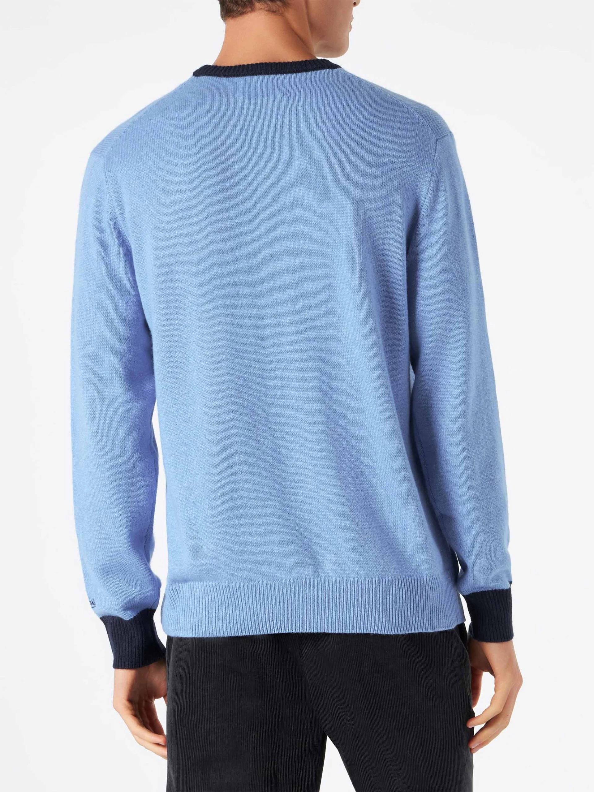 MC2 Saint Barth Man Light Blue Sweater With Embroidery - Image 4