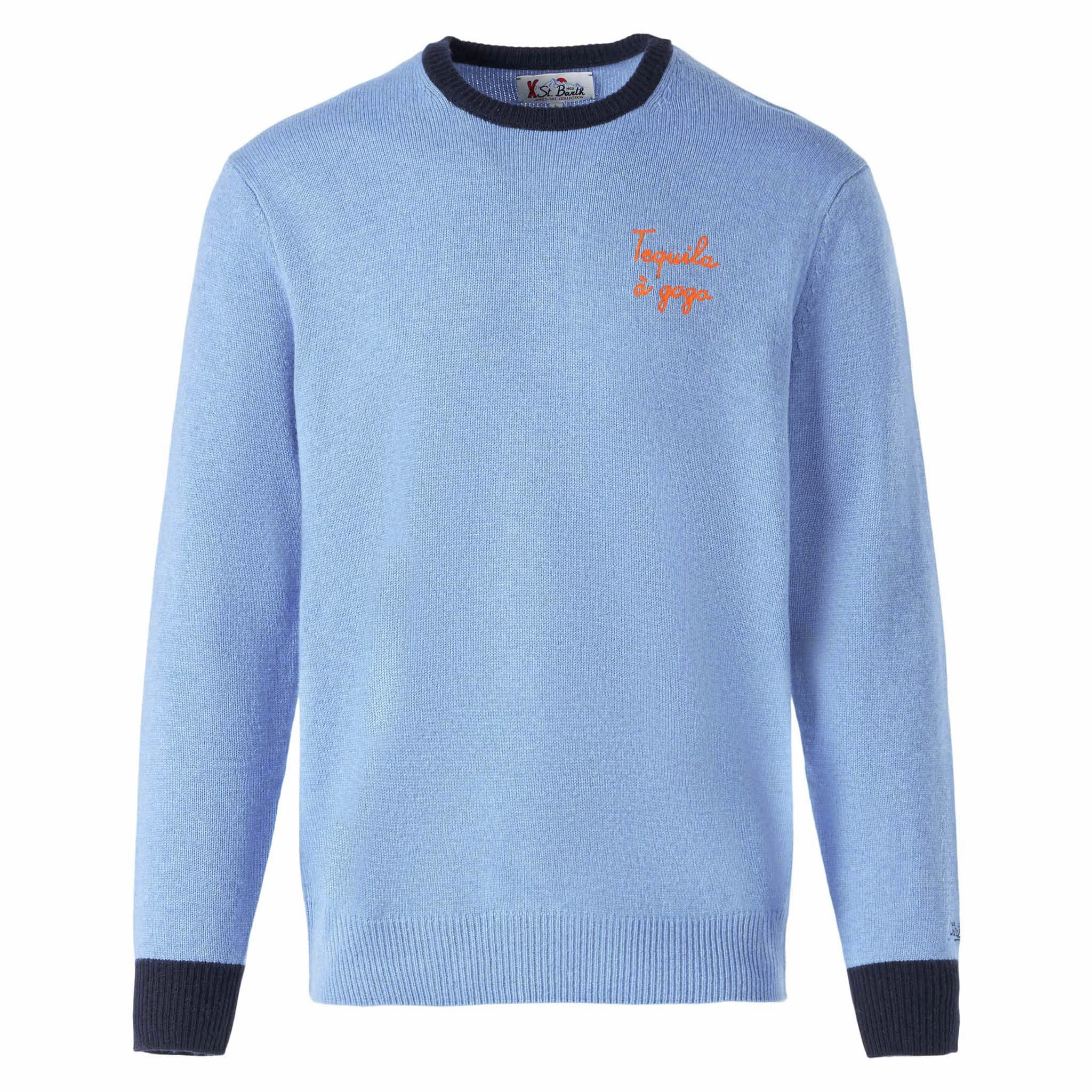 MC2 Saint Barth Man Light Blue Sweater With Embroidery - Image 5