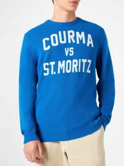 Man Bluette Sweater With Courma Vs St. Moritz Lettering