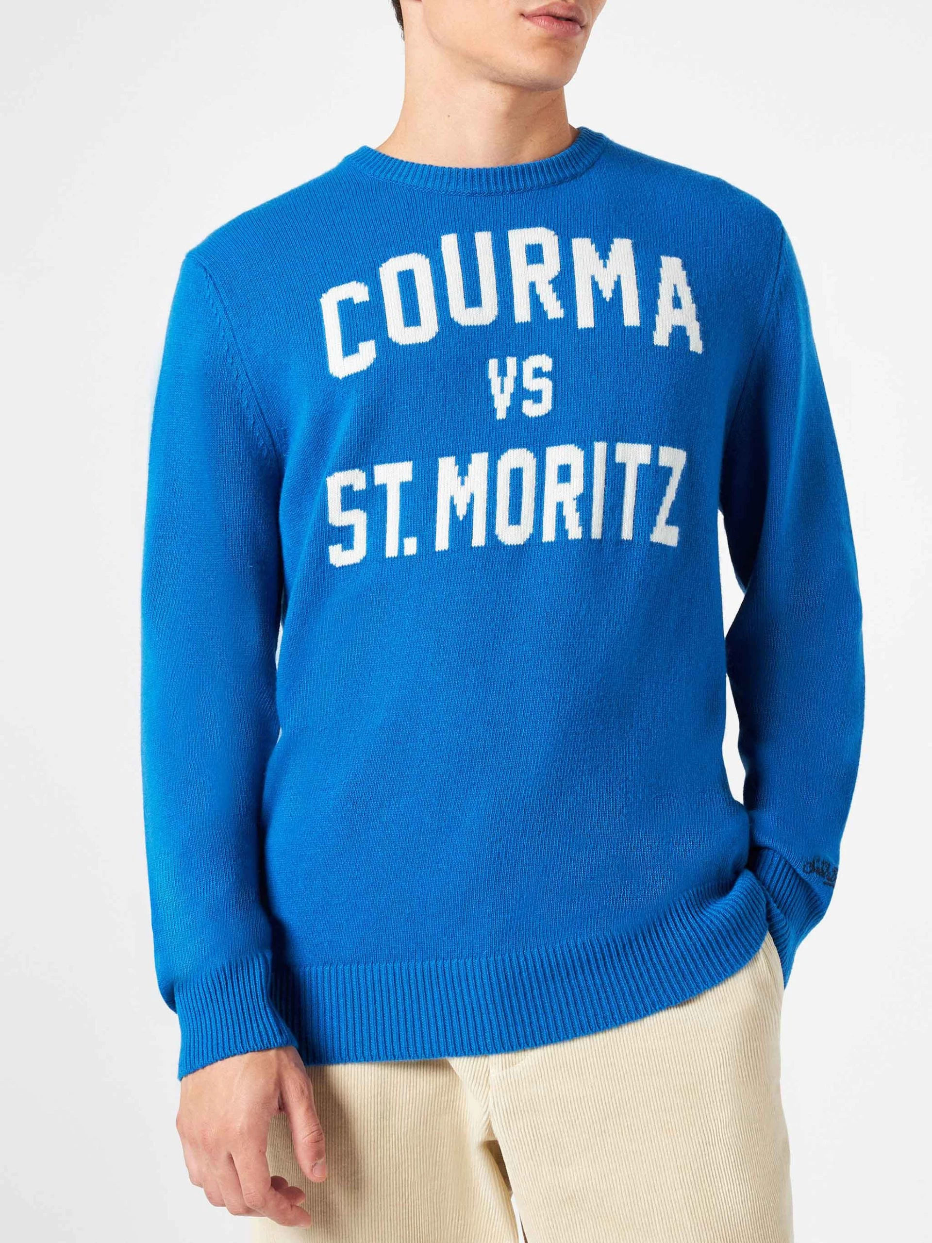 Man Bluette Sweater With Courma Vs St. Moritz Lettering