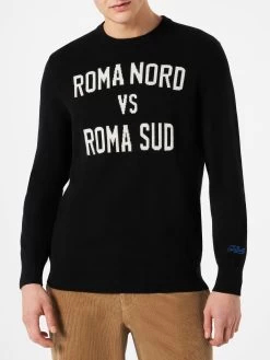 Man Lightweight Sweater Roma Nord Vs Roma Sud Jacquard Print