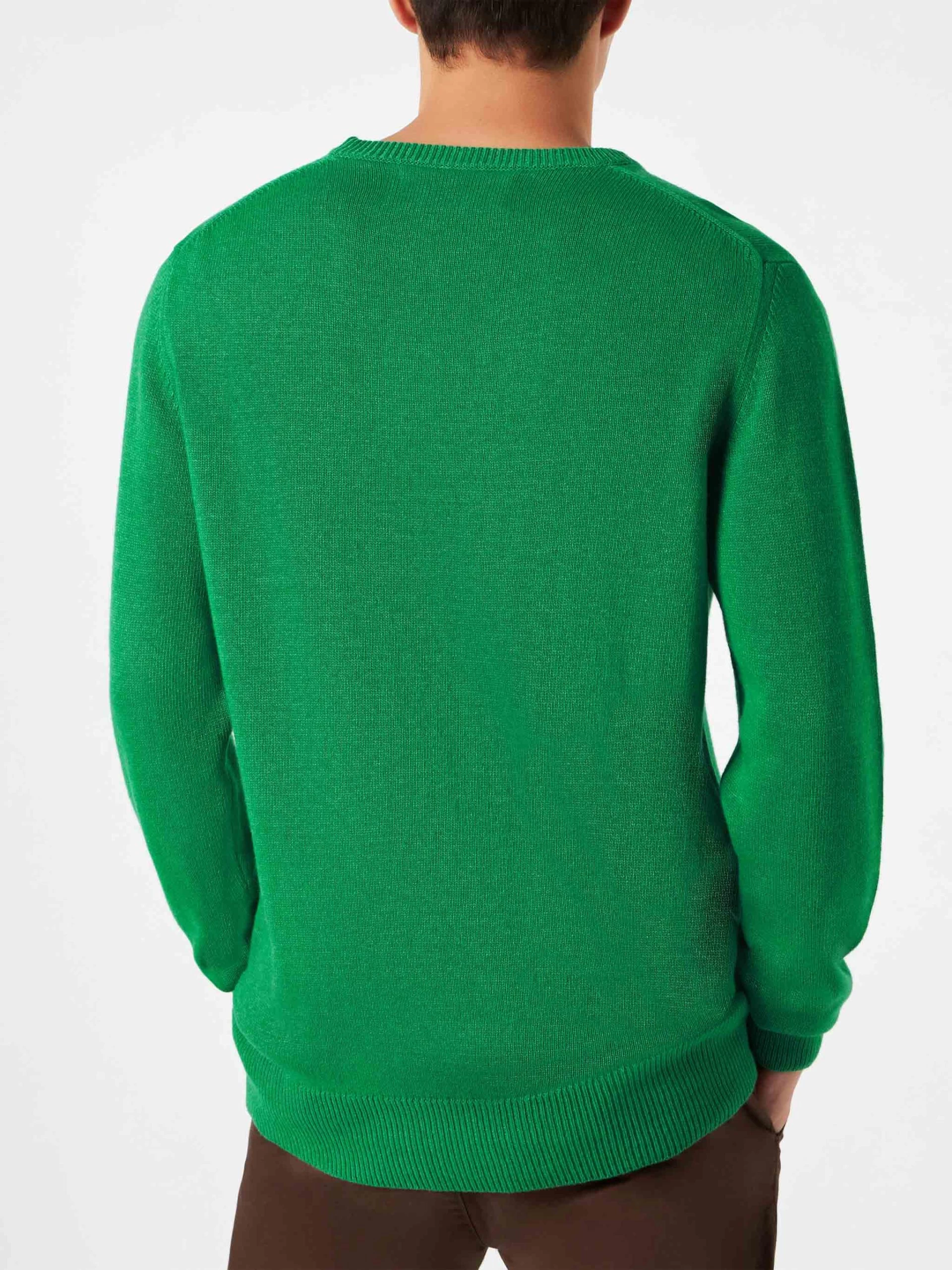 Man Green Sweater With Infedele Print - Image 3