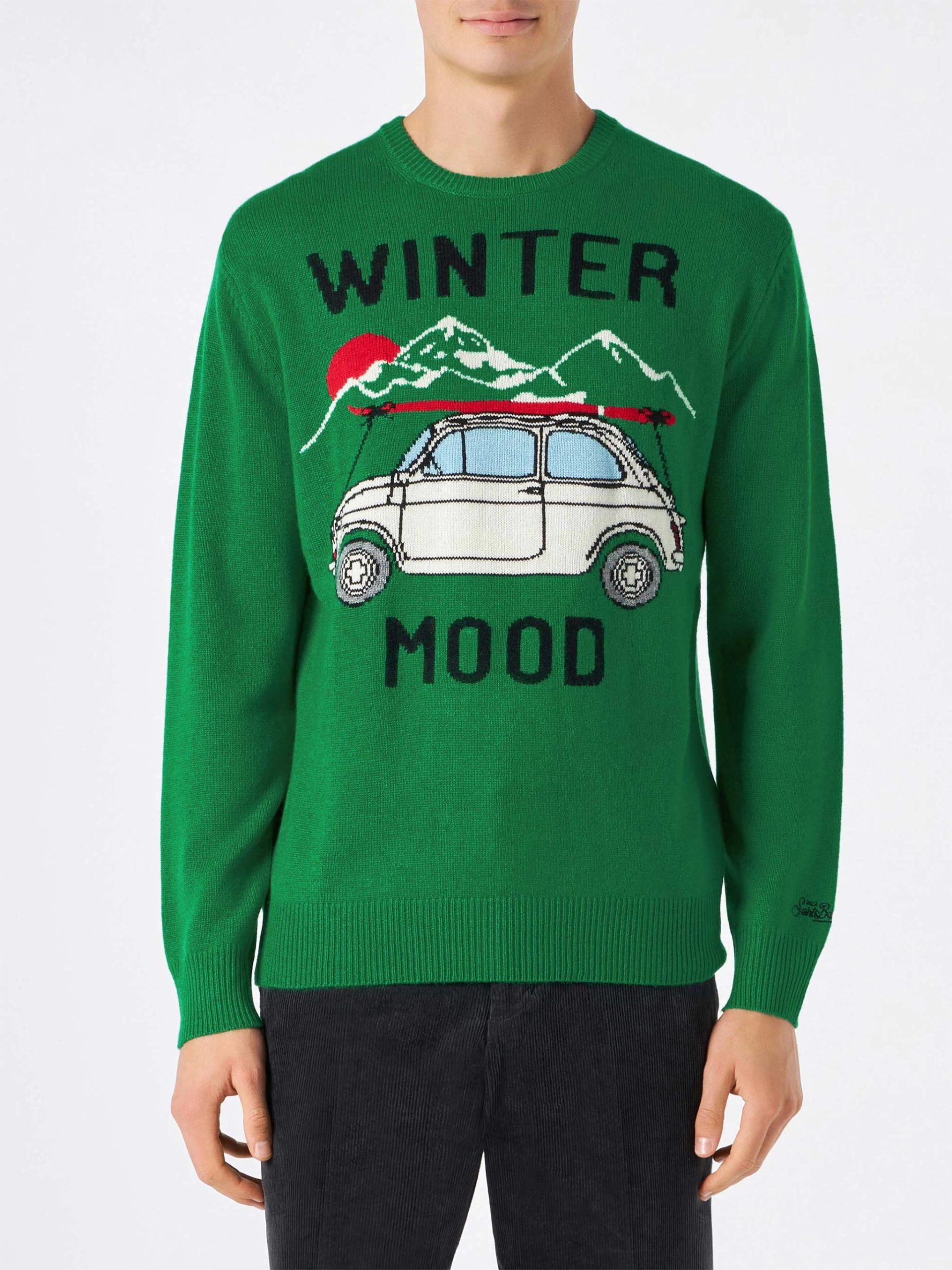 MC2 Saint Barth Man Sweater With Car Print