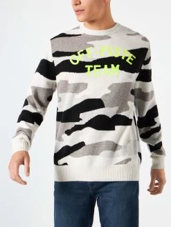 Man Sweater With Camouflage Off-piste Team Print