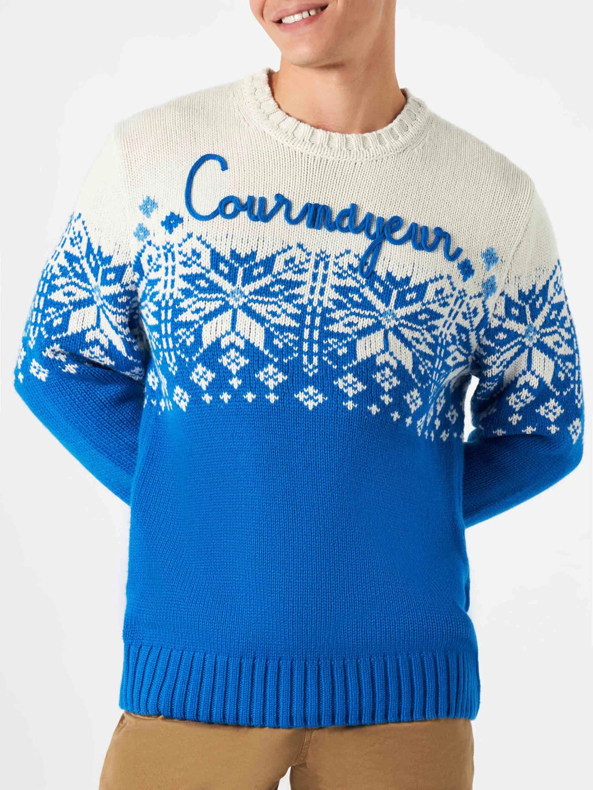 MC2 Saint Barth Man Crewneck Sweater With Courmayeur Embroidery