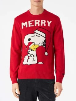 MC2 Saint Barth Man Red Sweater With Snoopy Print | SNOOPY - PEANUTS™ SPECIAL EDITION