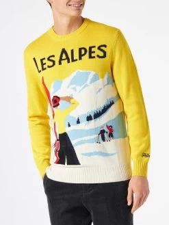 MC2 Saint Barth Man Sweater With Les Alpes Postcard