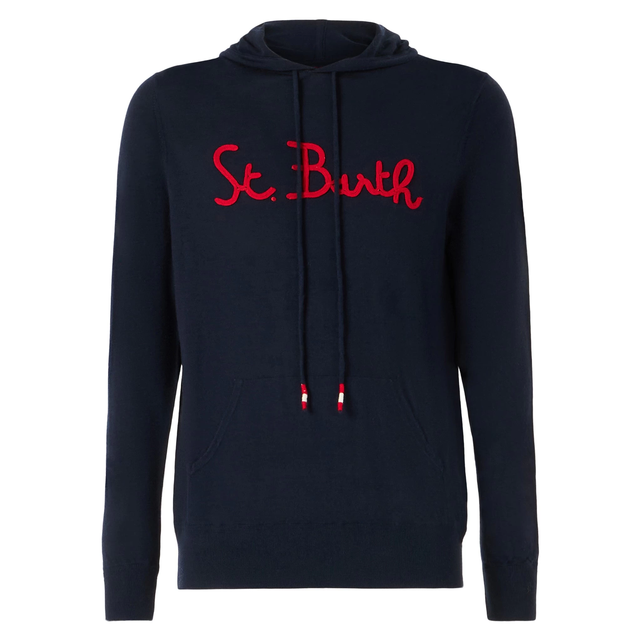Man Navy Blue Hoodie Sweatshirt - Image 4