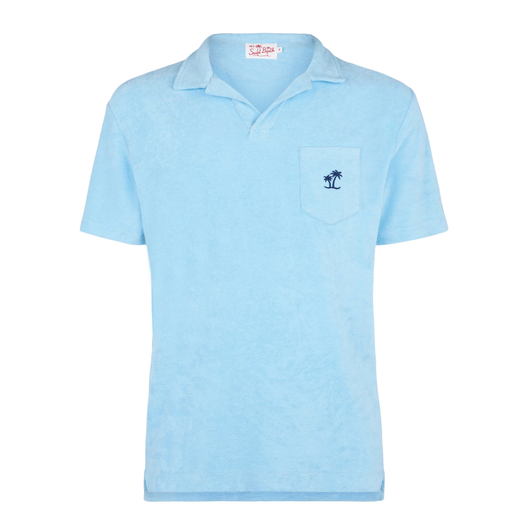 MC2 Saint Barth Man Terry Navy Light Blue Polo - Image 4