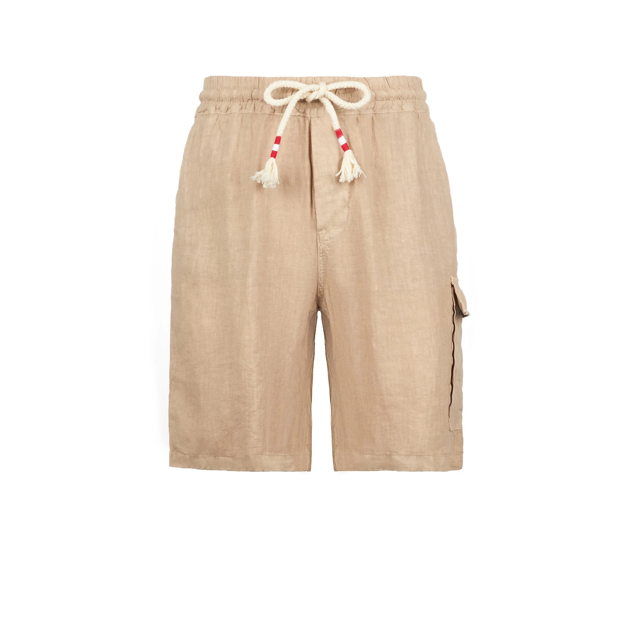 Man Beige Linen Bermuda Shorts - Image 4