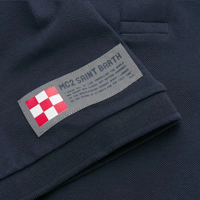 Blue Piquet Polo With St. Barth Check Logo - Image 5