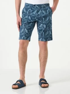 Man Cotton Bermuda With Palm Print