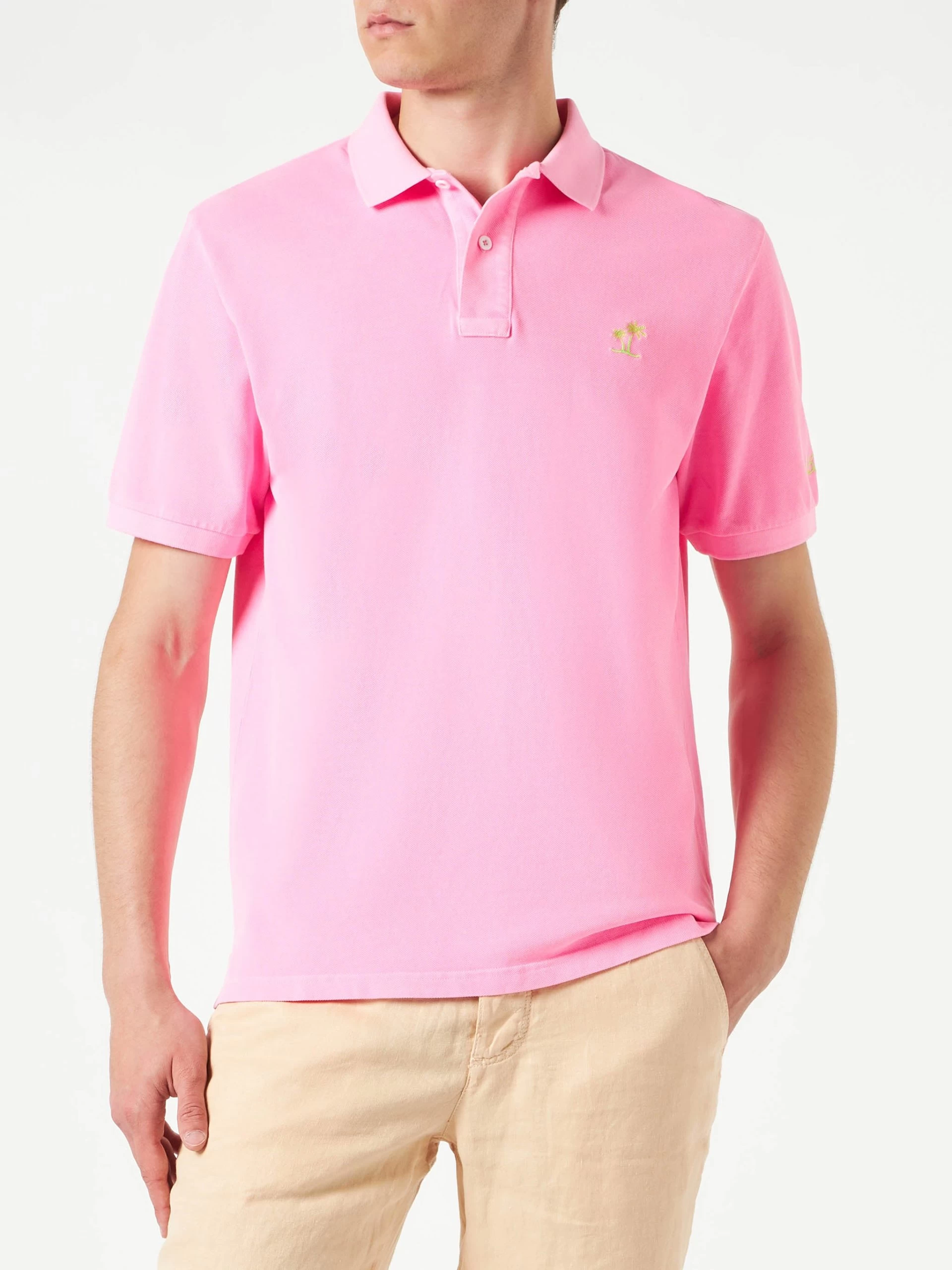 MC2 Saint Barth Pink Piquet Polo With St. Barth Logo And Vintage Effect