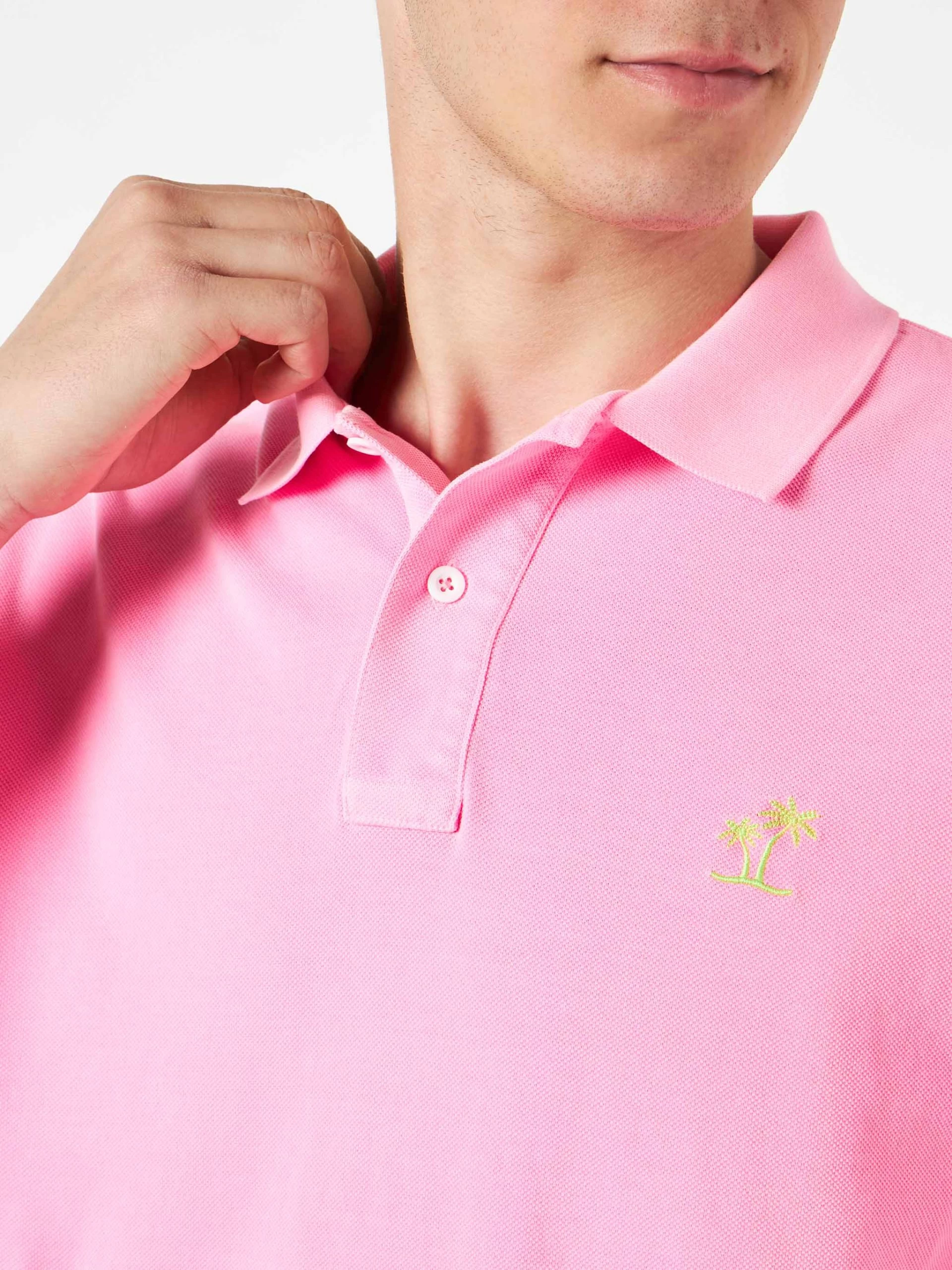 MC2 Saint Barth Pink Piquet Polo With St. Barth Logo And Vintage Effect - Image 3