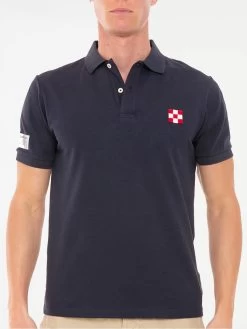 Blue Piquet Polo With St. Barth Check Logo