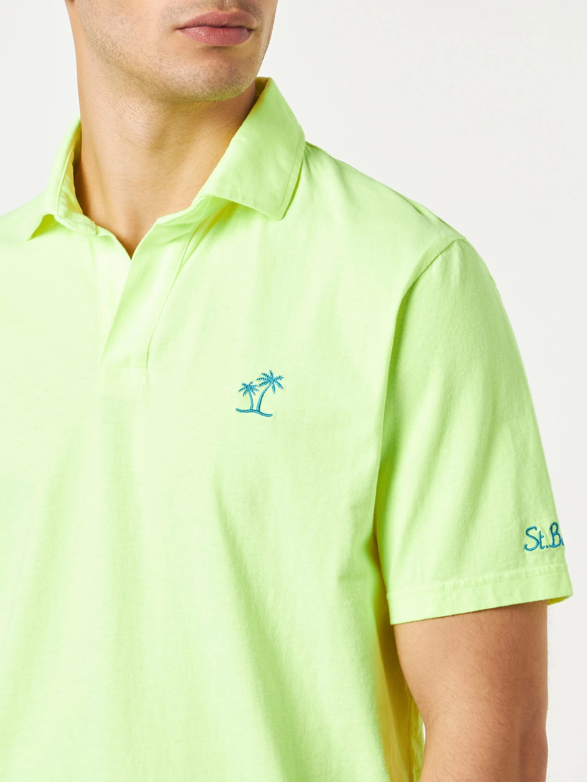MC2 Saint Barth Fluo Yellow Cotton Jersey Man Polo - Image 3