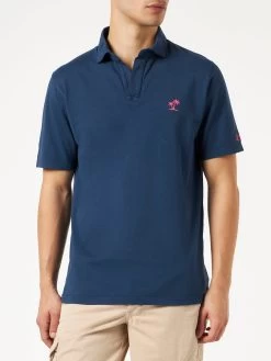 MC2 Saint Barth Navy Blue Cotton Jersey Man Polo