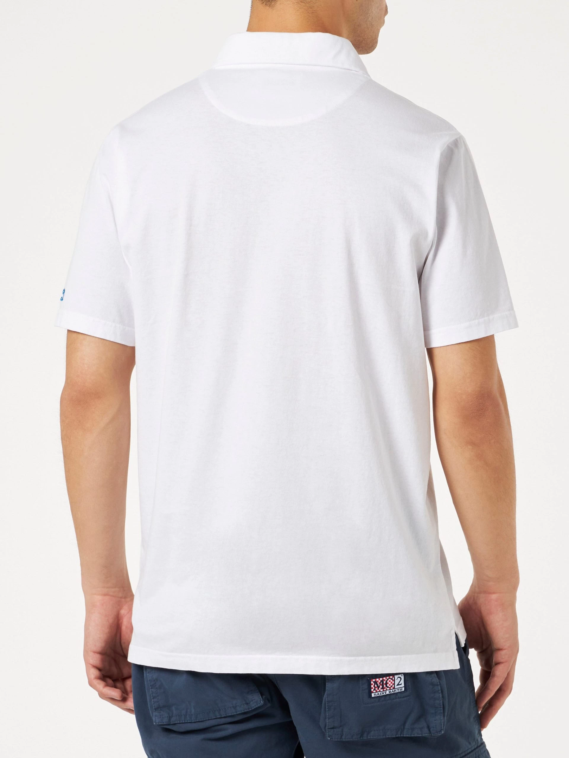 MC2 Saint Barth White Cotton Jersey Man Polo - Image 3