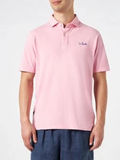 Polo In Jersey Rosa Effetto Sfumato