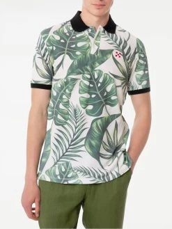 Man Polo With Leaves Print