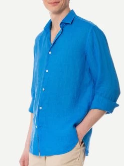 MC2 Saint Barth Man Bluette Linen Pamplona Shirt