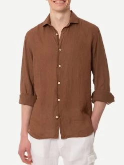 MC2 Saint Barth Man Brown Linen Pamplona Shirt