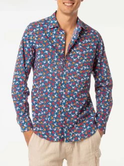 MC2 Saint Barth Man Muslin Cotton Sikelia Shirt With Crab Print