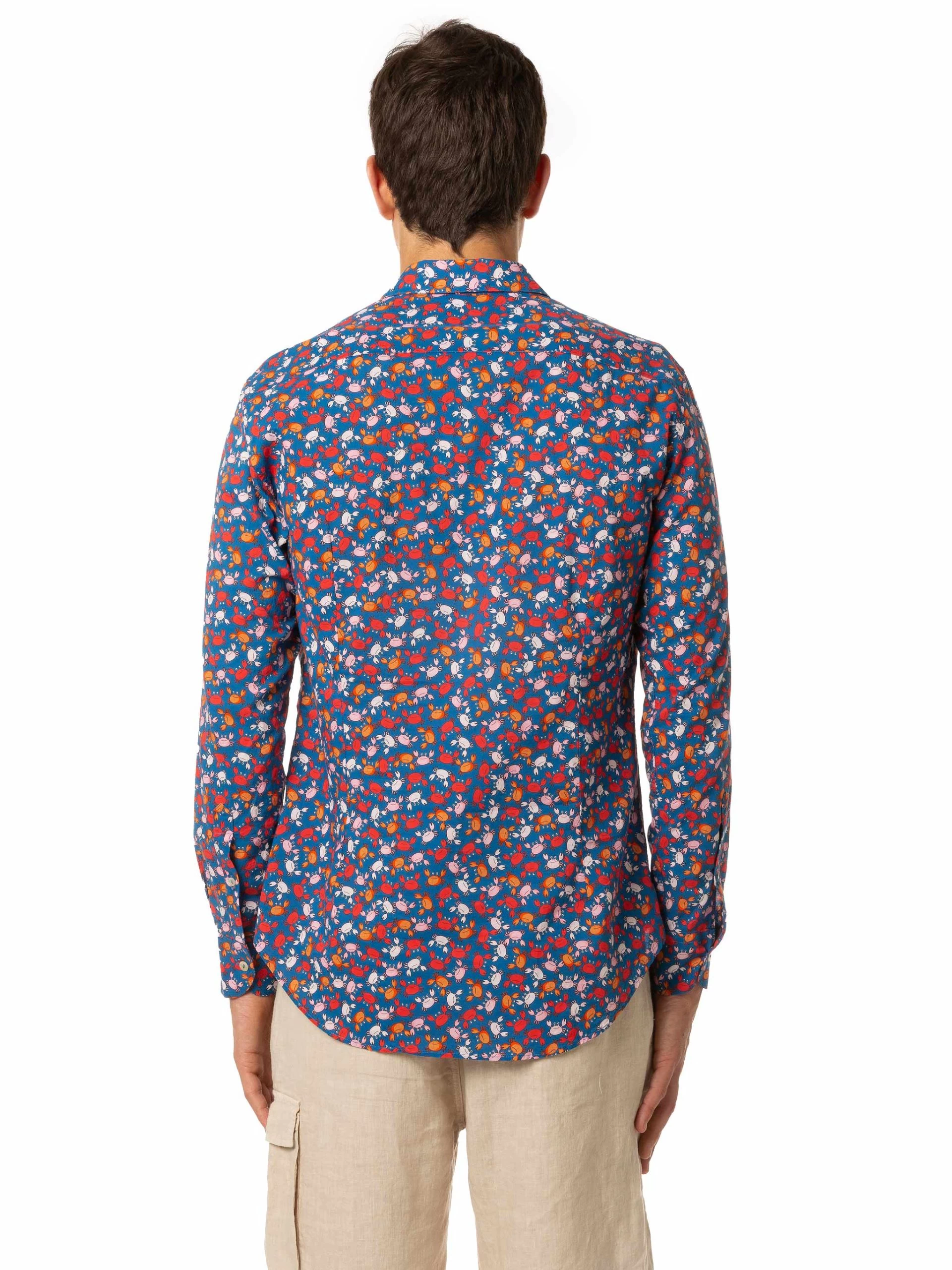 MC2 Saint Barth Man Muslin Cotton Sikelia Shirt With Crab Print - Image 3