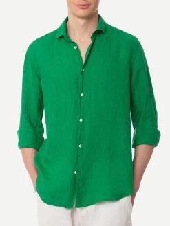MC2 Saint Barth Man Green Linen Pamplona Shirt