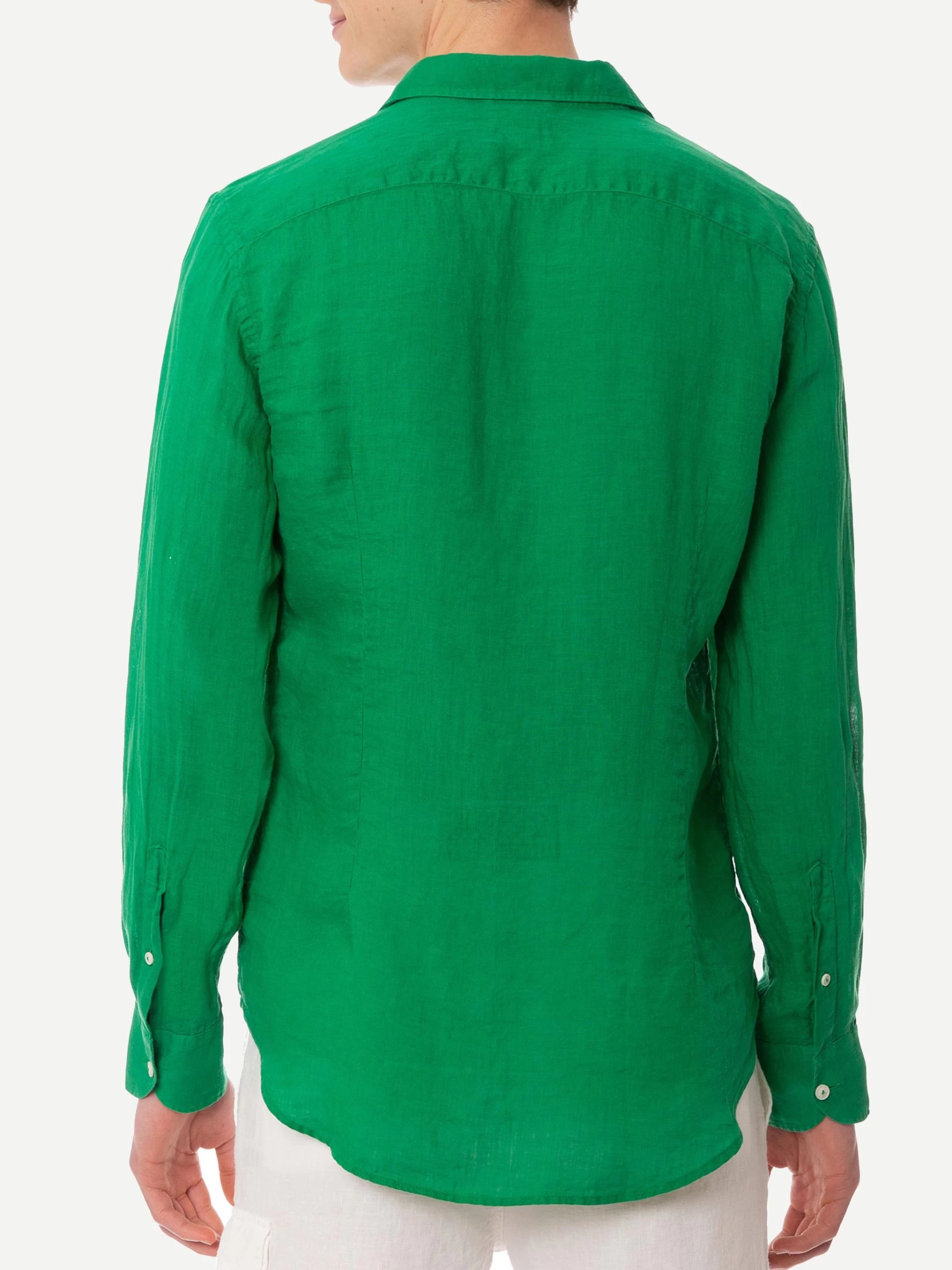 MC2 Saint Barth Man Green Linen Pamplona Shirt - Image 3