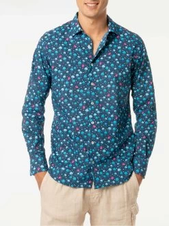 MC2 Saint Barth Man Muslin Cotton Sikelia Shirt With Jellyfish Print