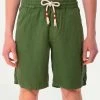 Military Green Linen Bermuda Short
