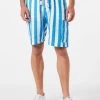 MC2 Saint Barth Man Linen Bermuda Shorts With White And Bluette Stripes