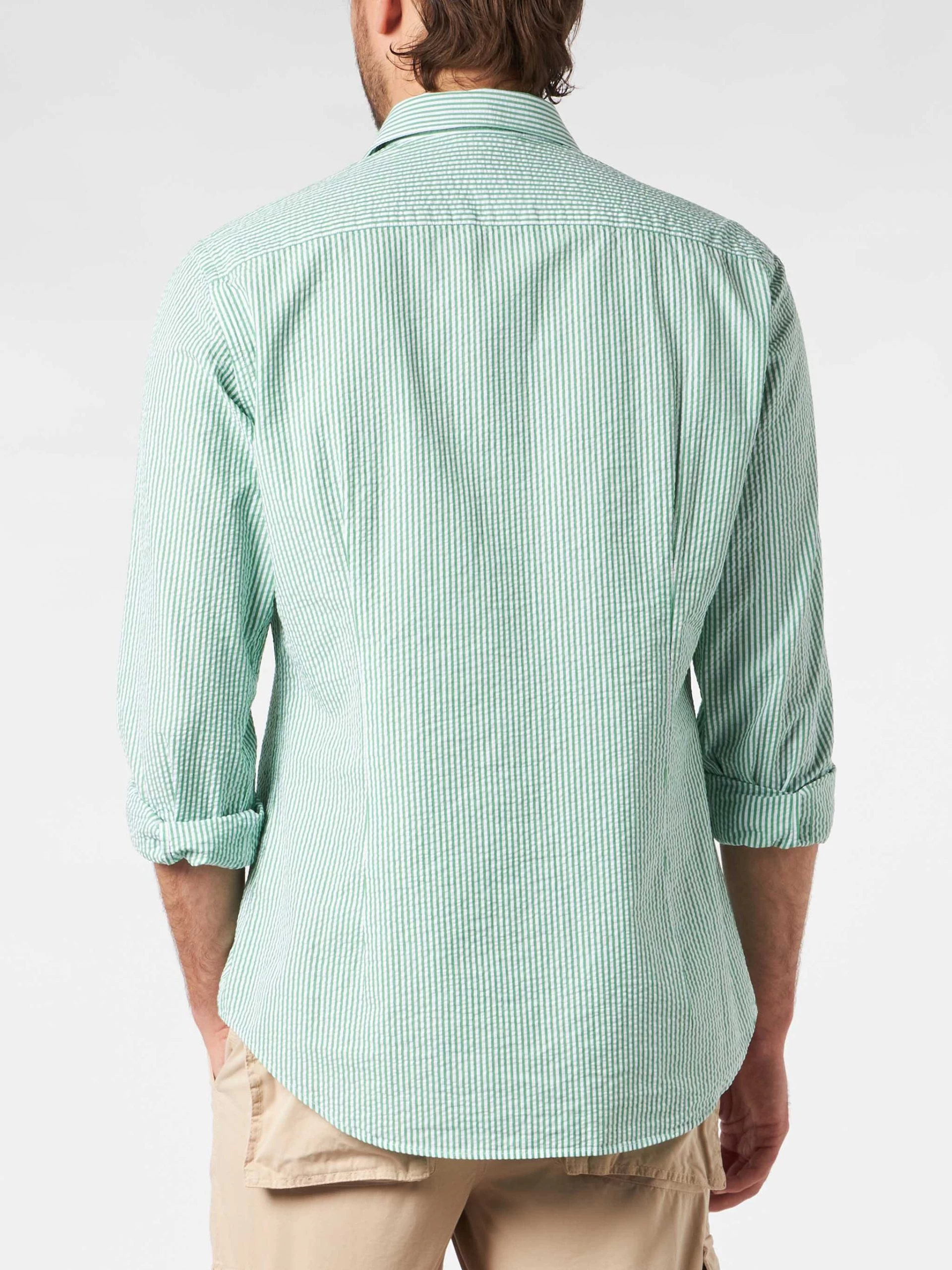 MC2 Saint Barth Man Seersucker Striped Pamplona Shirt - Image 2