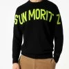 MC2 Saint Barth Man Black Sweater With Lettering