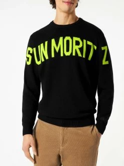 MC2 Saint Barth Man Black Sweater With Lettering