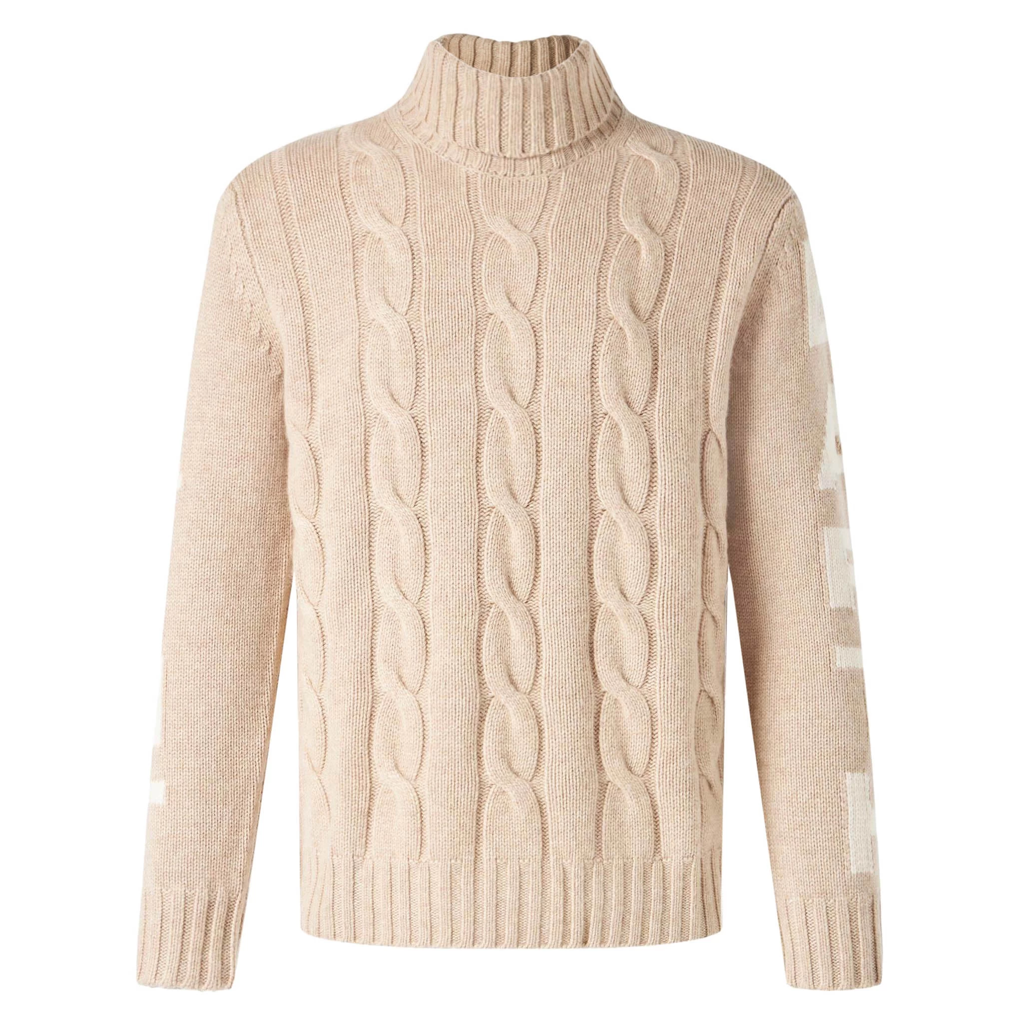 MC2 Saint Barth Man Turtleneck Braided Sweater With Saint Barth Print - Image 4